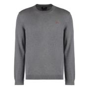 Katoenen Crew-Neck Sweater met Geribbelde Randen A.p.c. , Gray , Heren