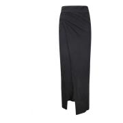 Elastische Rok met Zijsplit IRO , Black , Dames