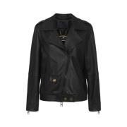 Gebruikte leren motorjas Elisabetta Franchi , Black , Dames