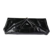 Leren handtas met krullen en sluiting Dries Van Noten , Black , Dames