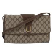 Pre-owned Leather shoulder-bags Gucci Vintage , Beige , Dames