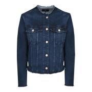 Blauwe Denim Jack met Rauwe Zoom 7 For All Mankind , Blue , Dames