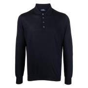 Luxe Cashmere Zijden Polo Shirt Barba , Blue , Heren