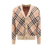 Beige Gebreide truien V-hals Lange mouw Burberry , Beige , Heren