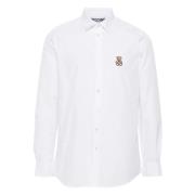 Geborduurde Beer Wit Overhemd Moschino , White , Heren