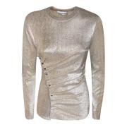 Glinsterende Metallic Gebreide Top Paco Rabanne , Yellow , Dames