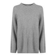 Kasjmier Gebreide Trui Ronde Hals Sweatshirt Allude , Gray , Dames