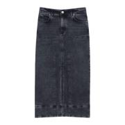 Donkergrijze Denim Maxi Rok Pinko , Gray , Dames