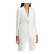 Elegante Brokaatjas met Peak Revers Dolce & Gabbana , White , Dames