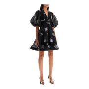 Bloemen Geplisseerde Organza Mini Jurk Zimmermann , Black , Dames