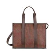 Bruine Canvas Paisley Print Handtas Etro , Brown , Dames