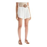 Linnen Tuck Shorts met Riem Zimmermann , White , Dames