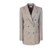 Grijze Wolmix Double-Breasted Blazer P.a.r.o.s.h. , Gray , Dames