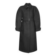 Zwarte Wollen Jas Aw24 Stijlvol Jacquemus , Black , Dames