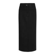 Elegante Zwarte Lange Rok met Split RUE de Femme , Black , Dames