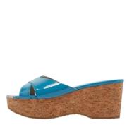 Pre-owned Leather sandals Jimmy Choo Pre-owned , Blue , Dames