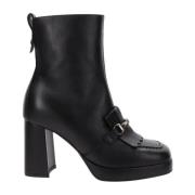 Leren Dames Enkellaarsjes Stijlvol Comfort Nerogiardini , Black , Dame...