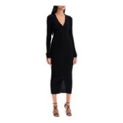 Gehaakte Cardigan Jurk met V-Hals Magda Butrym , Black , Dames