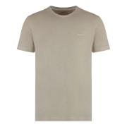 Geribbelde ronde hals katoenen T-shirt Gant , Beige , Heren