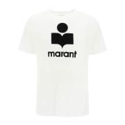 Logo Linnen T-shirt met Ronde Hals Isabel Marant , White , Heren