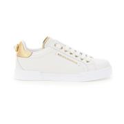 Portofino leren sneakers met parel Dolce & Gabbana , White , Dames