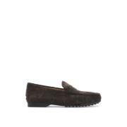 Suede Mocassin Rubberen Zool Instapper Schoen Tod's , Brown , Dames