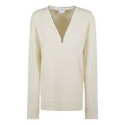 Beige Wol Gebreide Sweatshirt met Rits Courrèges , Beige , Dames