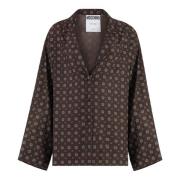 Zijden Revers Shirt Moschino , Brown , Dames