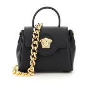 Mini handtas van generfd leer met Medusa-hoofd Versace , Black , Dames