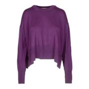 Wollen Ribtrui met Zijsplitten Jucca , Purple , Dames