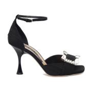 Kristal Zwarte Sandalen Aw23 Sergio Rossi , Black , Dames