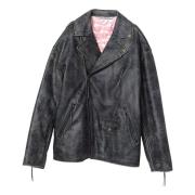 Biker Leren Jas Acne Studios , Black , Heren