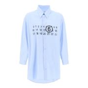 Shirtjurk met Numeriek Logo en Uitlopende Silhouet MM6 Maison Margiela...