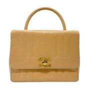 Pre-owned Leather chanel-bags Chanel Vintage , Beige , Dames