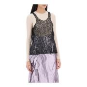 Gestructureerde Mesh Mouwloze Top Maison Margiela , Black , Dames