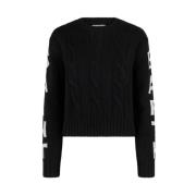 Zwarte Twisted Crew Neck Jumper MC2 Saint Barth , Black , Dames