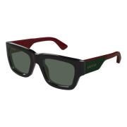 Modieuze Wayfarer Zonnebril Zwart Groen Gucci , Red , Heren