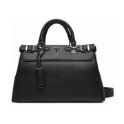 Luxe Eco Satchel Handtassen Guess , Black , Dames