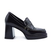 Zwarte Naplak Loafers met 9cm Hak Janet & Janet , Black , Dames