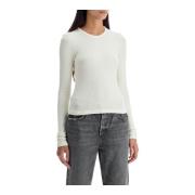 Geribbelde strakke longsleeve top Agolde , White , Dames