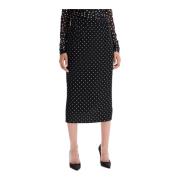 Polka Dot Charmeuse Pencil Rok Dolce & Gabbana , Black , Dames