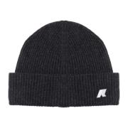 Zwarte Wollen Beanie Muts met Logo K-Way , Black , Heren