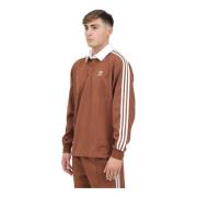 Vintage Rugby Polo Shirt Bruin Adidas Originals , Brown , Heren