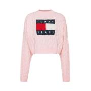 Retro-geïnspireerde trui met iconische vlag Tommy Jeans , Pink , Dames