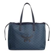 Leren Tote Tas met Trekkoordsluiting MCM , Blue , Heren