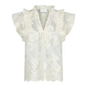 Grote Borduurtop - Off White Neo Noir , White , Dames