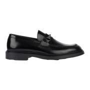 Zwarte Leren Loafers Gesp Rubberen Zool Exton , Black , Heren