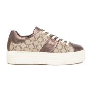 Beige Platform Sneakers Made in Italy Nerogiardini , Beige , Dames