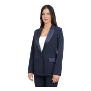 Blauwe Single-Breasted Jas Elegante Klassieke Stijl ViCOLO , Blue , Da...