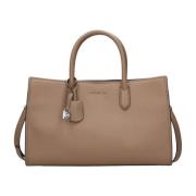 Schoudertas van generfd leer met logo Michael Kors , Brown , Dames